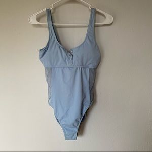 Blue one piece swimsuit